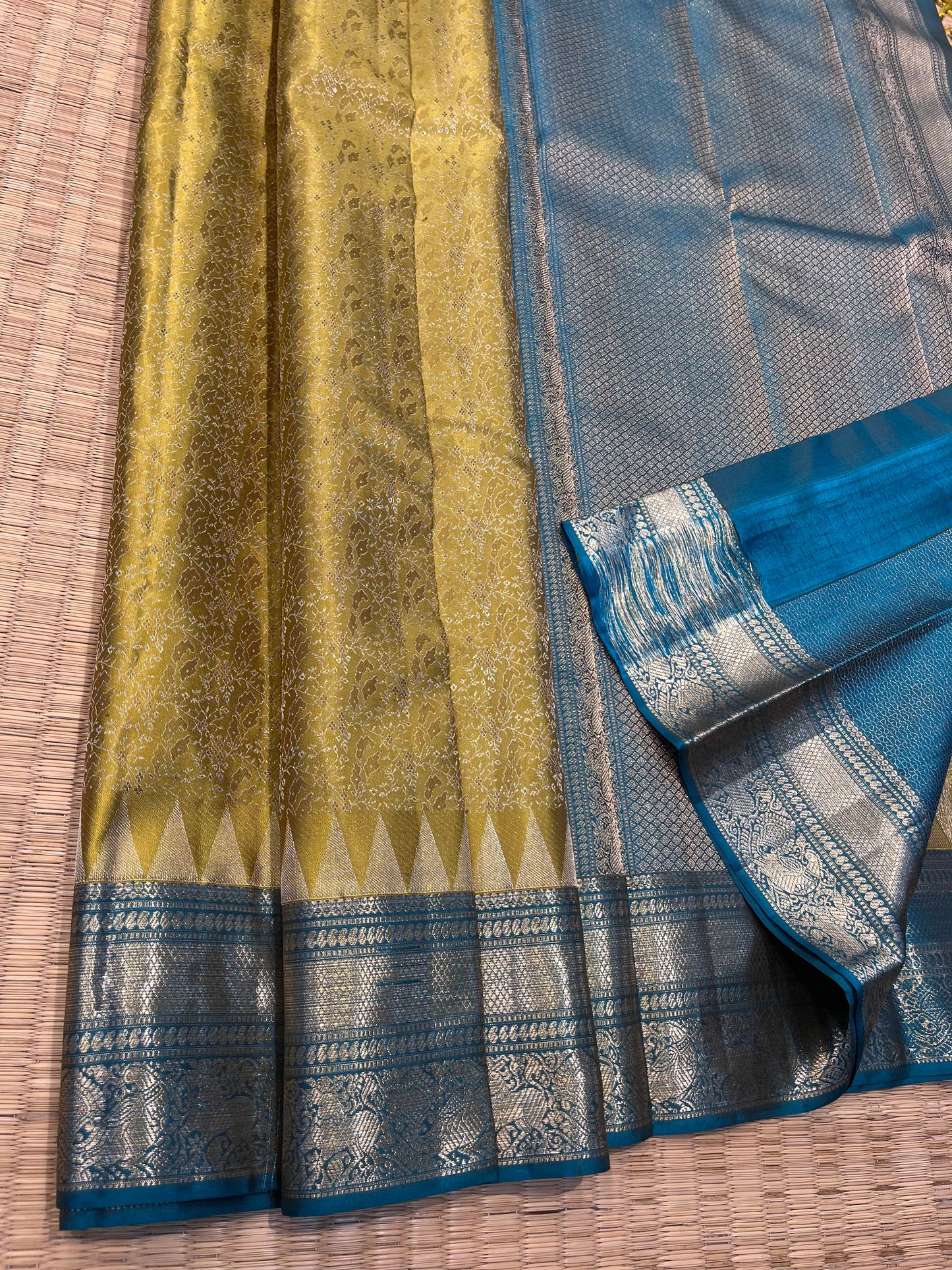Kanchipuram Handloom Pure Silk Mustard Saree - Sai Varun SIlks