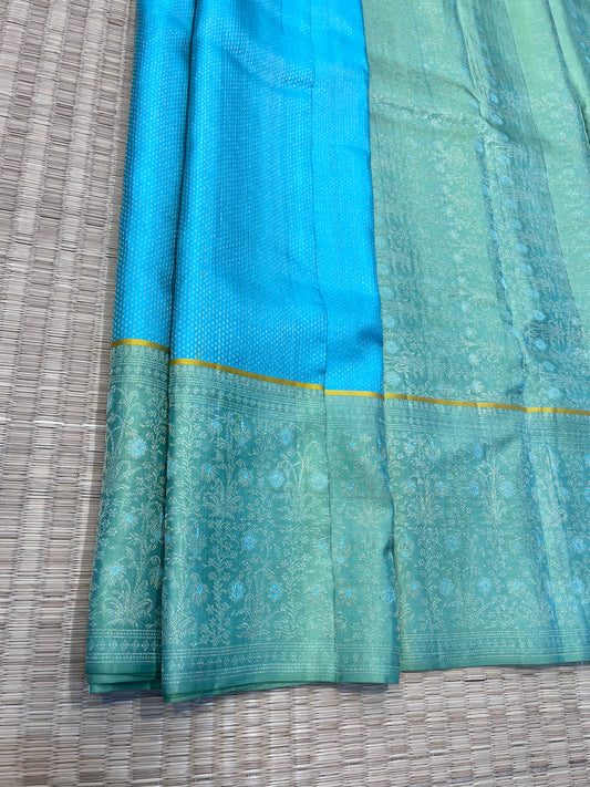Kanchipuram Handloom Pure Silk Light Blue Saree - Sai Varun SIlks