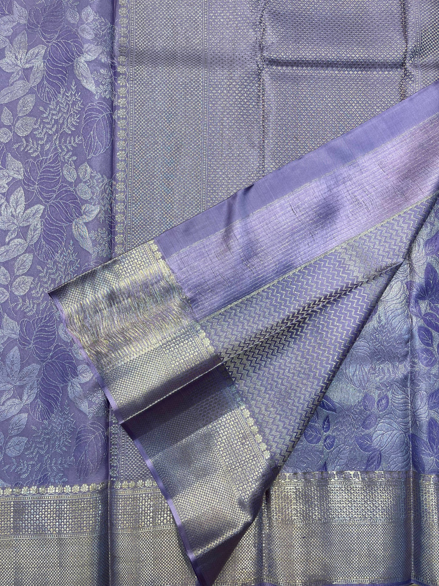 Kanchipuram Handloom Pure Silk Lavender Saree - Sai Varun SIlks