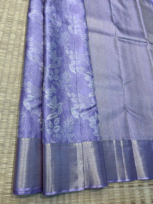 Kanchipuram Handloom Pure Silk Lavender Saree - Sai Varun SIlks