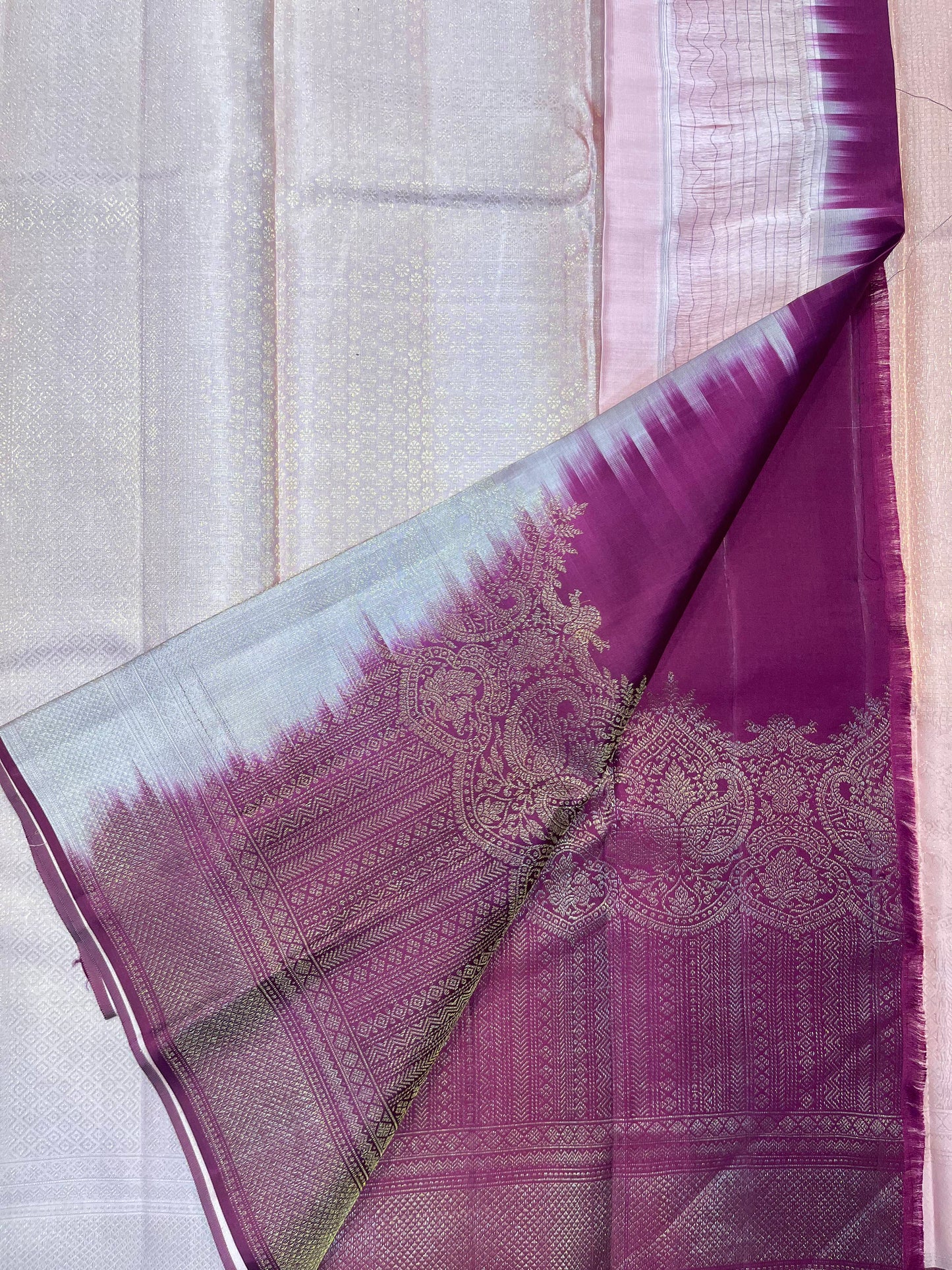 Kanchipuram Handloom Pure Silk Baby Pink Saree - Sai Varun SIlks