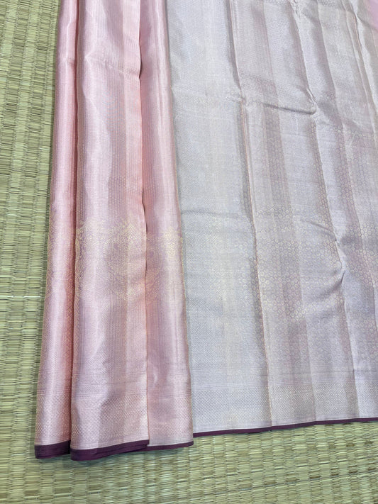 Kanchipuram Handloom Pure Silk Baby Pink Saree - Sai Varun SIlks
