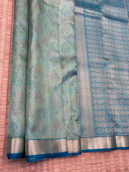 Kanchipuram Handloom Pure Silk Teal Green Saree - Sai Varun SIlks