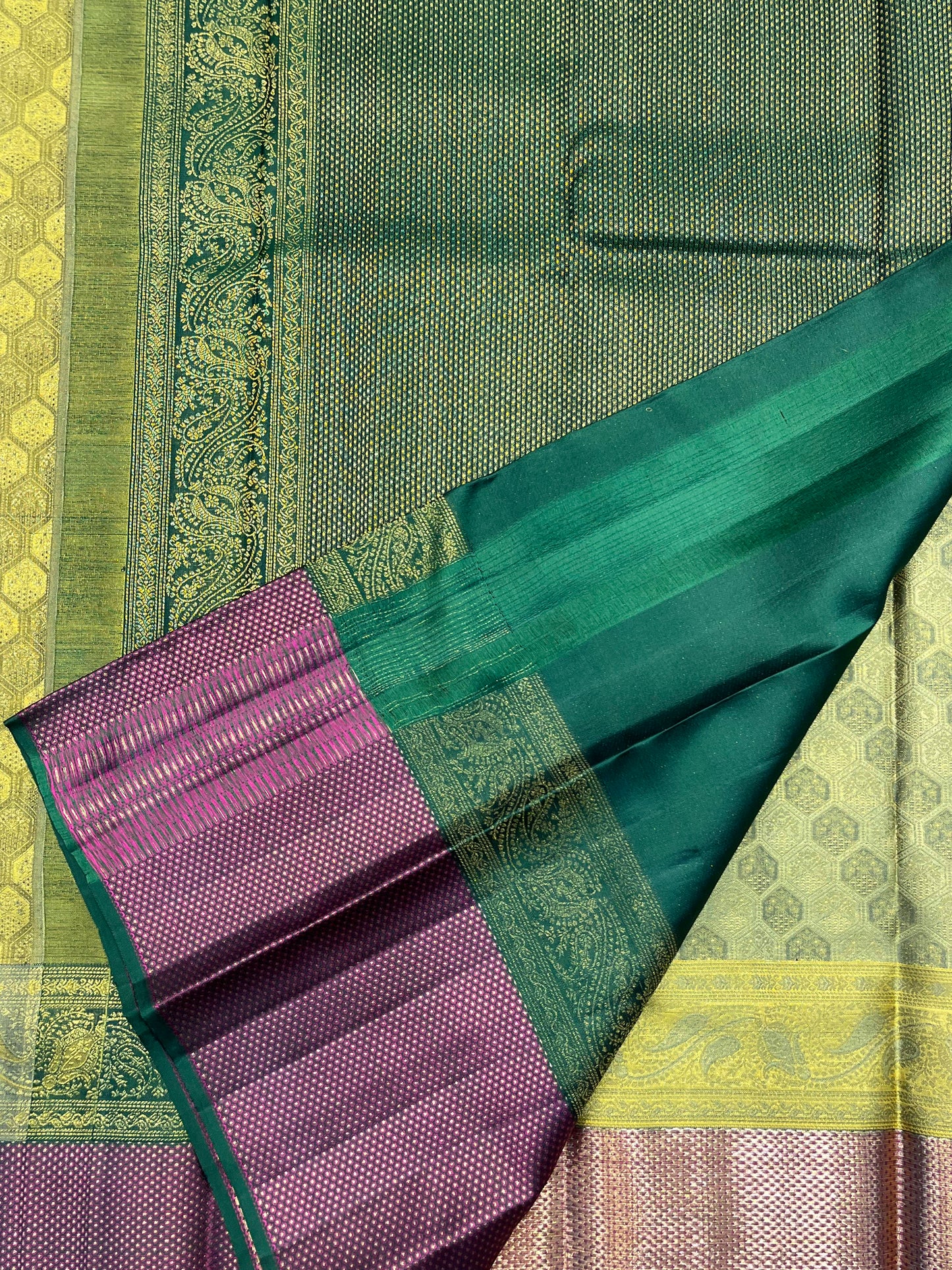 Kanchipuram Handloom Pure Silk Mustard Yellow Saree - Sai Varun SIlks