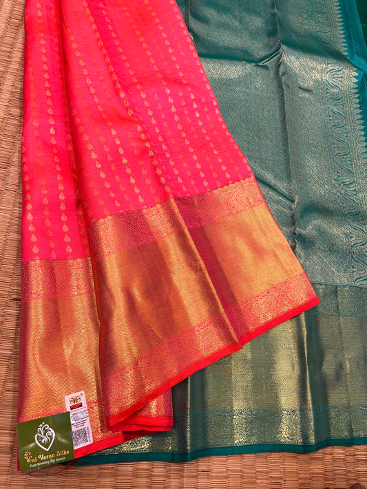 Kanchipuram Handloom Pure Silk Pink Saree - Sai Varun SIlks
