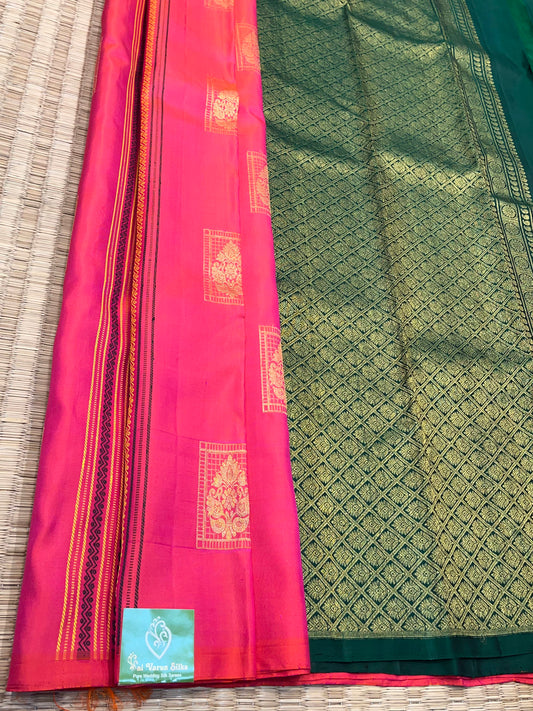 Kanchipuram handloom Pure Silk Pink Saree - Sai Varun SIlks