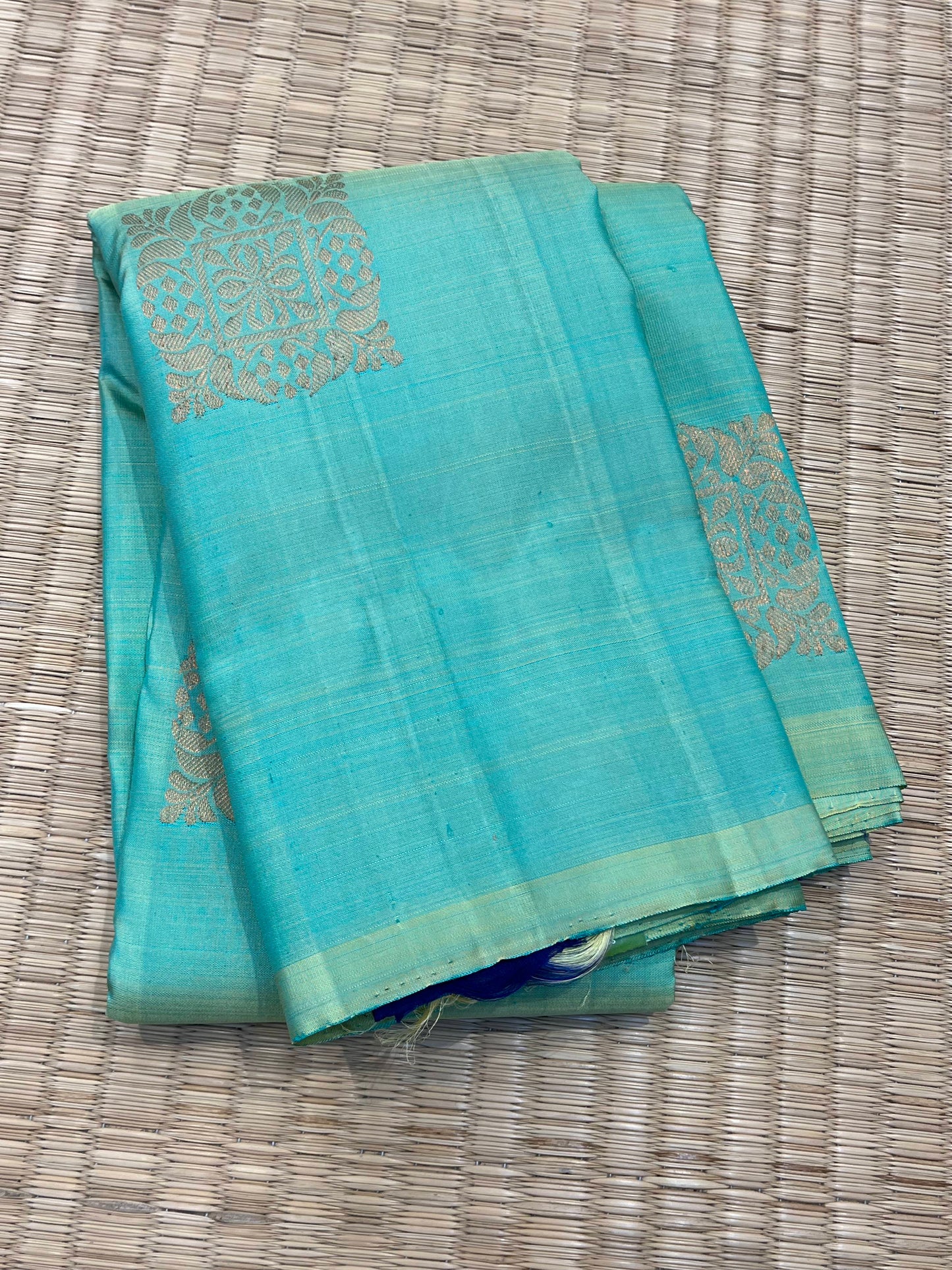 Kanchipuram Handloom Pure Silk Teal Colour Saree - Sai Varun SIlks