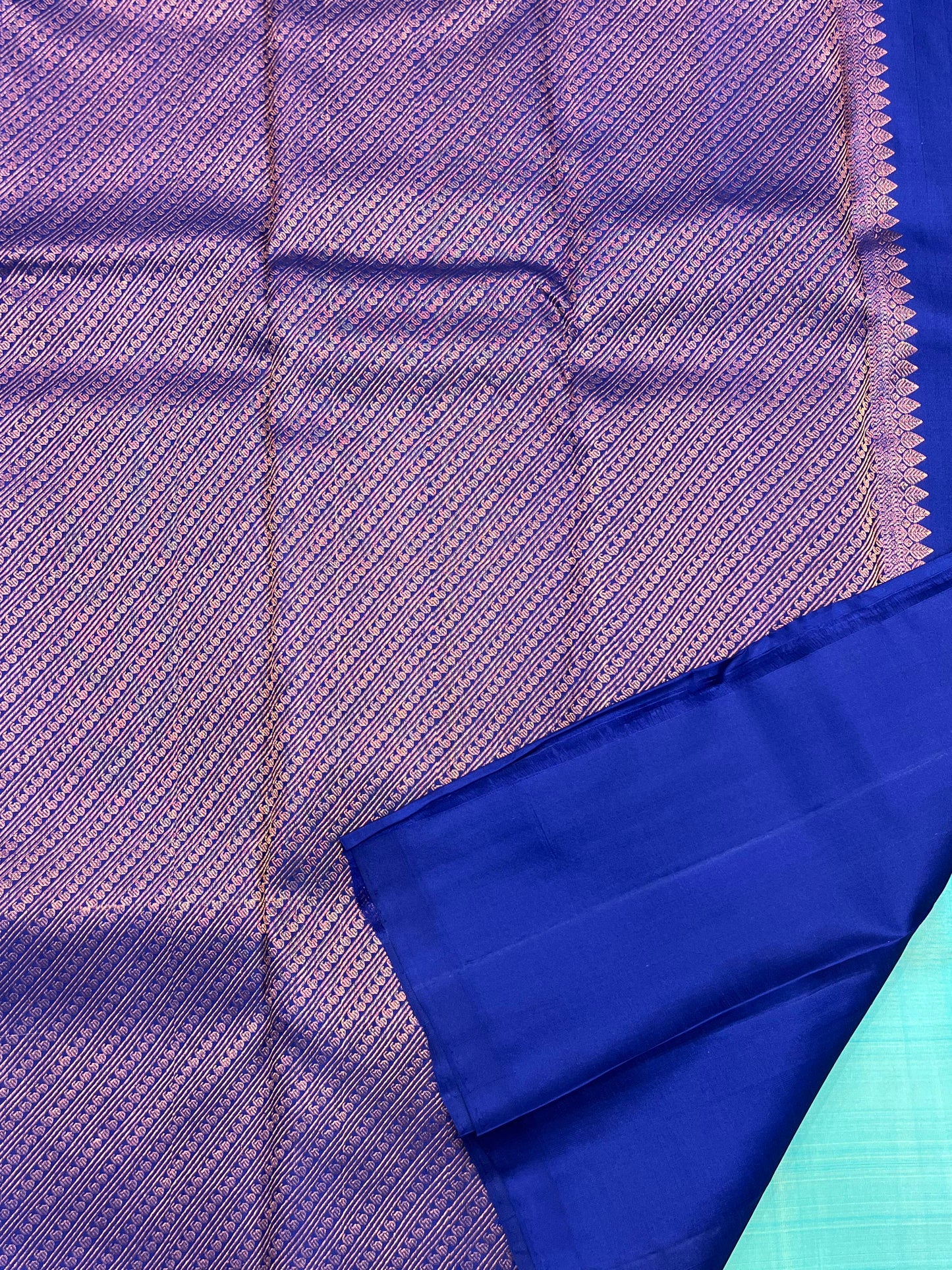 Kanchipuram Handloom Pure Silk Teal Colour Saree - Sai Varun SIlks