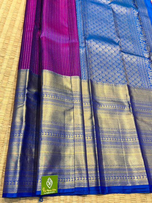 Kanchipuram Handloom Pure Silk Magenta Saree - Sai Varun SIlks