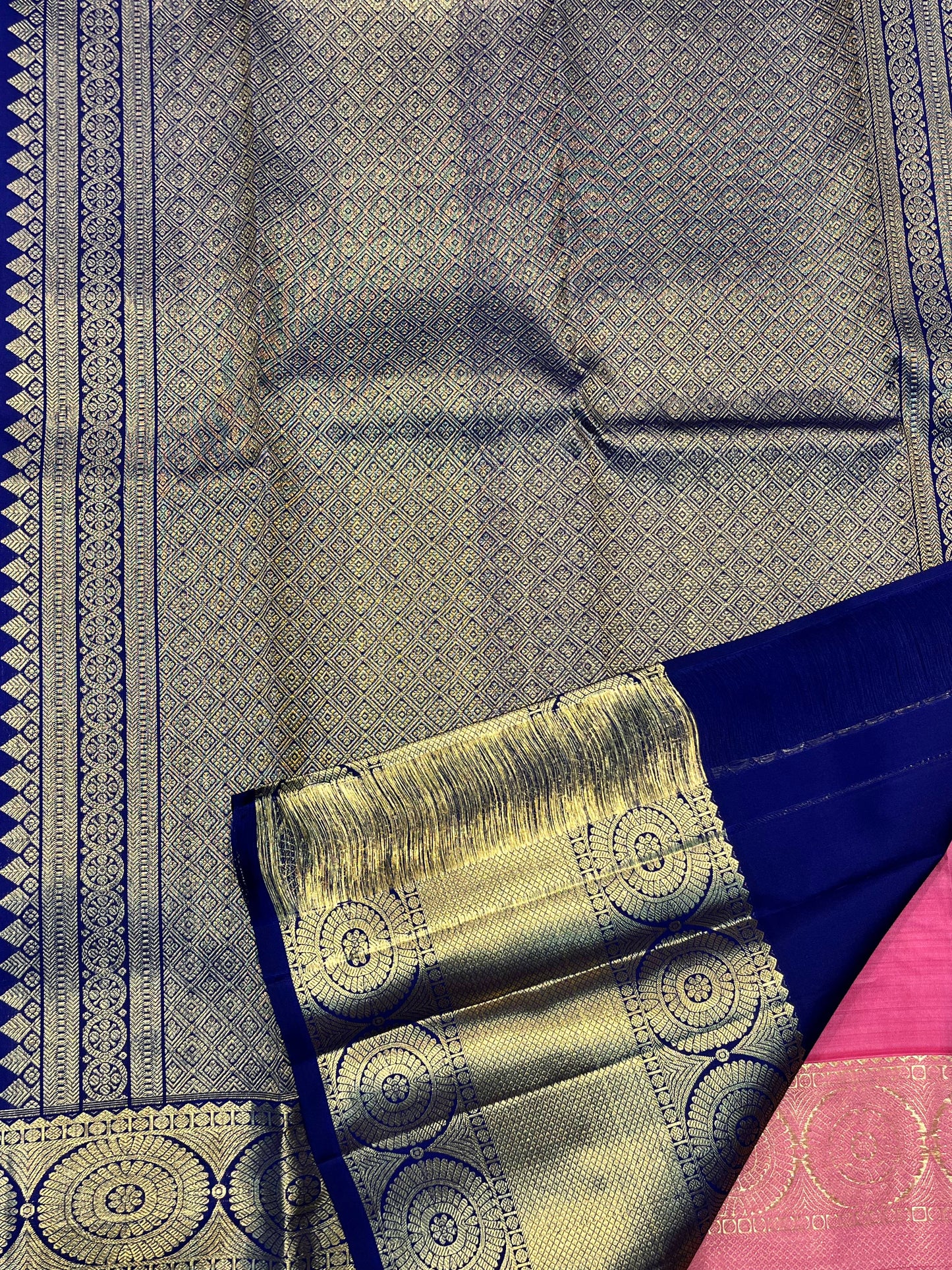 Kanchipuram Handloom Pure Silk Light Pink saree - Sai Varun SIlks