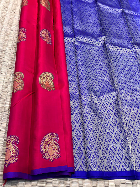 Kanchipuram Handloom Pure Silk Pink Saree - Sai Varun SIlks