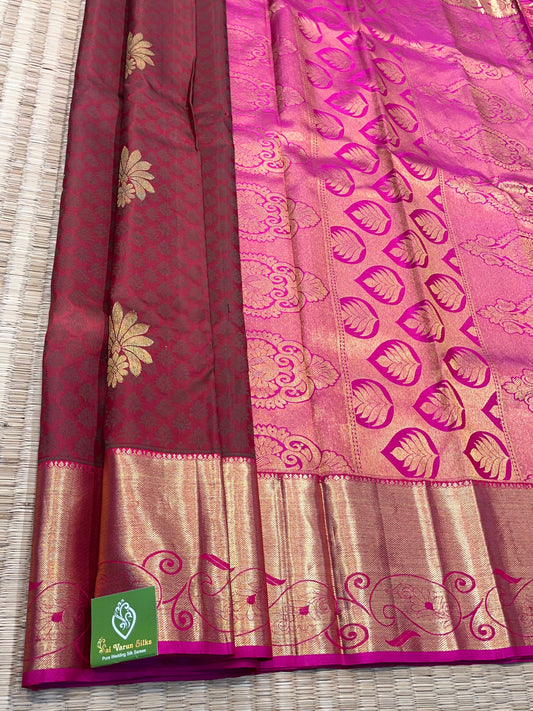 Kanchipuram Handloom Pure Silk Maroon Saree - Sai Varun SIlks