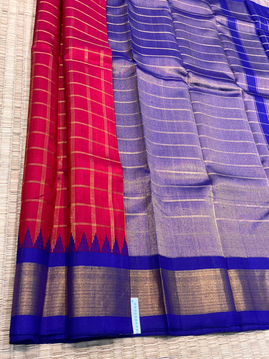 Kanchipuram Handloom Pure Silk Red Saree - Sai Varun SIlks