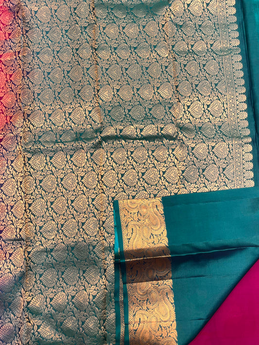 Magenta with Light Blue Border Silk Saree - Sai Varun SIlks