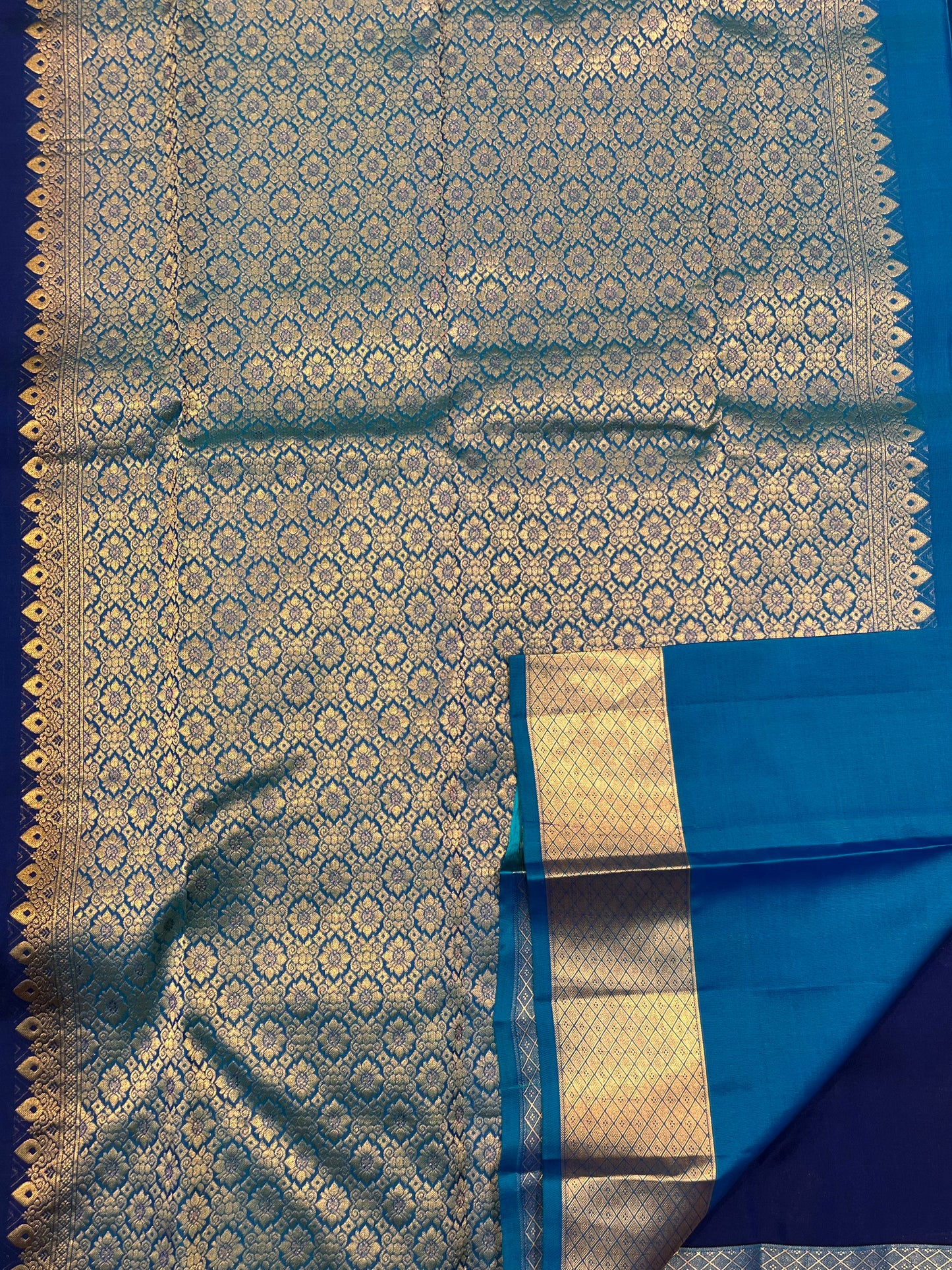 Blue Silk Saree with Light Blue Border - Sai Varun SIlks