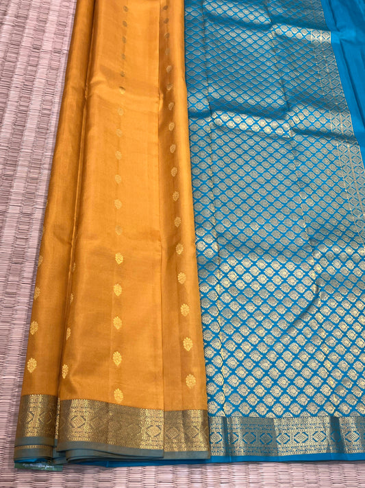 Yellow Small Border Pure Silk Saree - Sai Varun SIlks