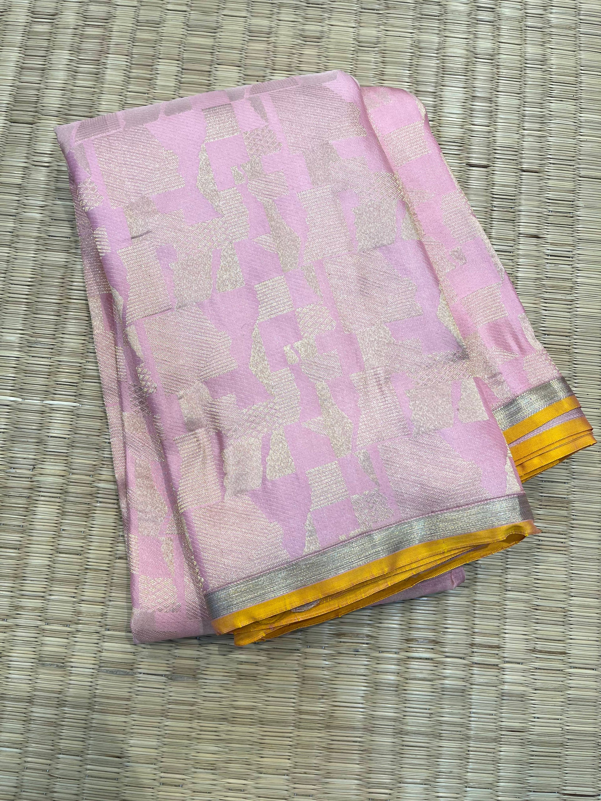 Kanchipuram Handloom Pure Silk Baby Pink Saree