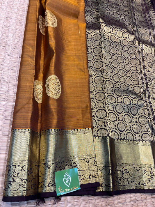 Kanchipuram Handloom Pure  Silk Rust Colour Saree - Sai Varun SIlks