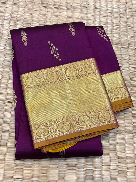 Kanchipuram Handloom Pure Silk Dark Magenta Saree - Sai Varun SIlks