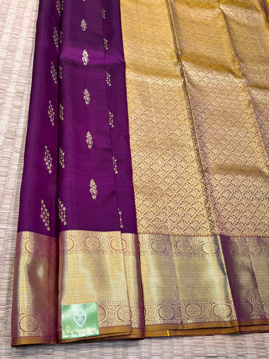 Kanchipuram Handloom Pure Silk Dark Magenta Saree - Sai Varun SIlks