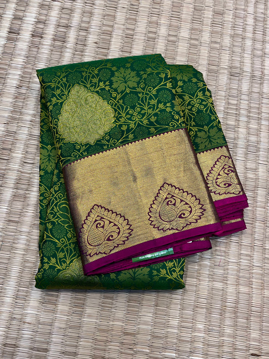 Kanchipuram Handloom Pure Silk Green Saree - Sai Varun SIlks