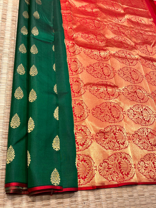 Kanchipuram Handloom Pure Silk Green Saree - Sai Varun SIlks