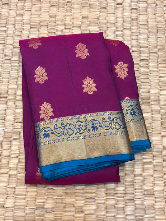 Magenta with Blue Border Silk saree - Sai Varun SIlks