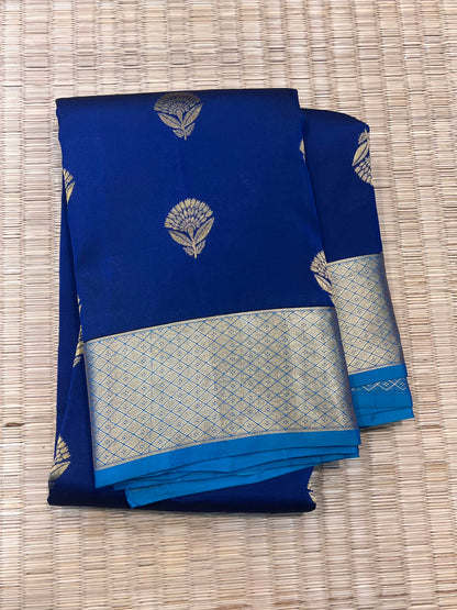Blue Silk Saree  with Light Blue Border - Sai Varun SIlks