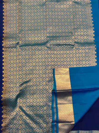 Blue Silk Saree  with Light Blue Border - Sai Varun SIlks